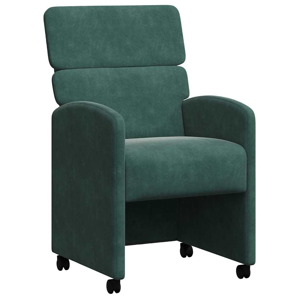 Eetkamerstoelen met Wieltjes 2 pcs Donkergroen 58 x 65 x 98 cm is nu te koop bij PeponiXL, paradijselijk wonen!