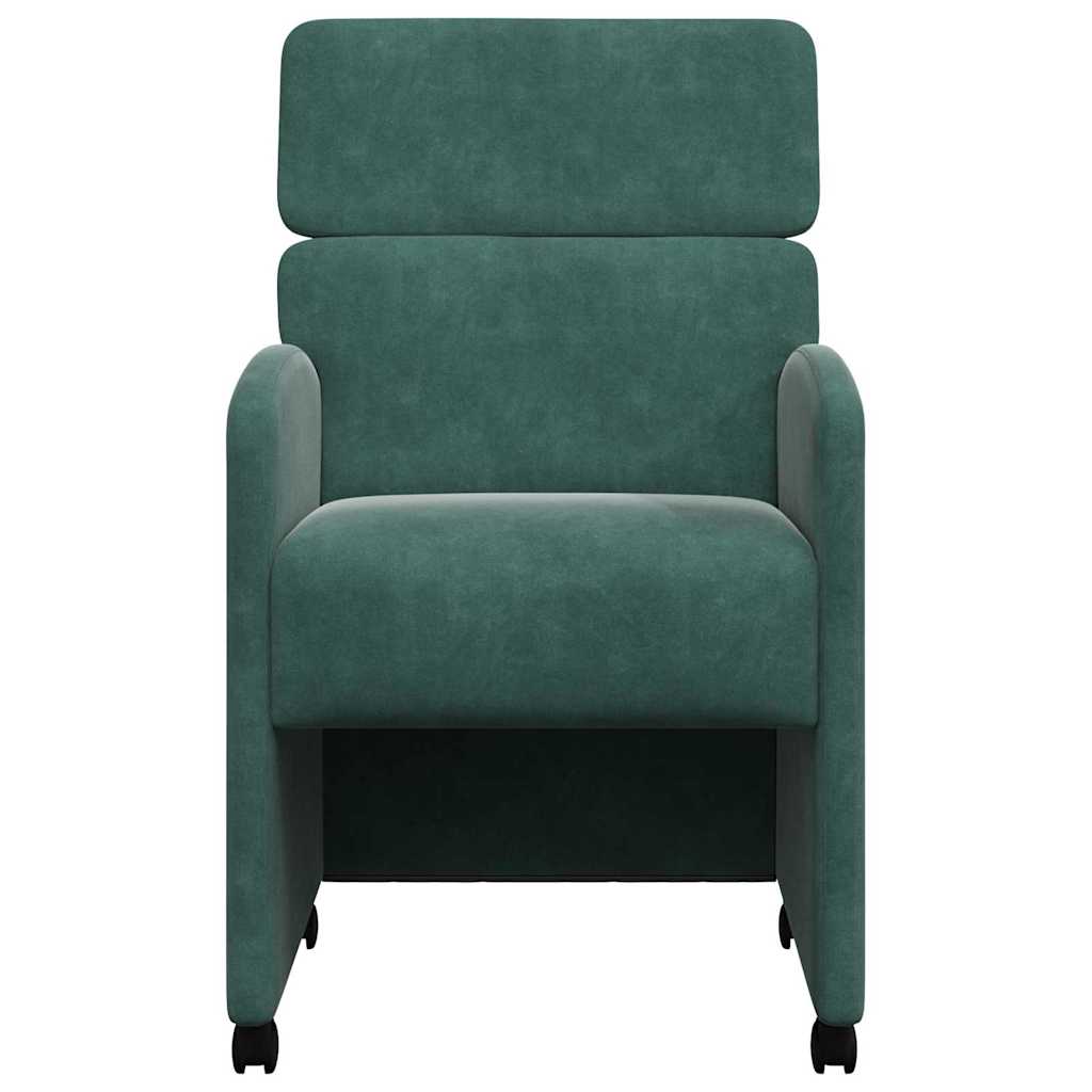Eetkamerstoelen met Wieltjes 2 pcs Donkergroen 58 x 65 x 98 cm is nu te koop bij PeponiXL, paradijselijk wonen!