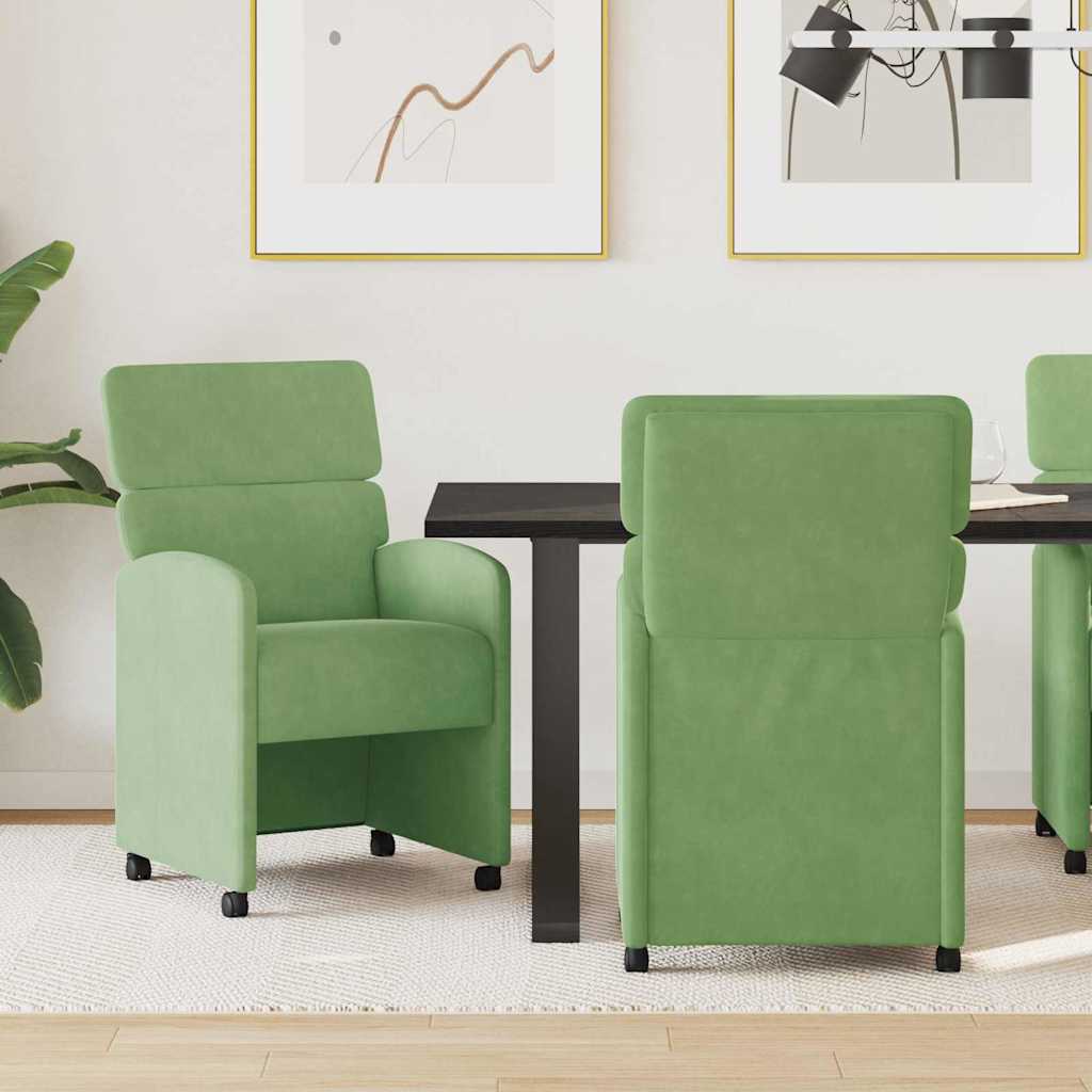 Eetkamerstoelen met Wieltjes 2 pcs Lichtgroen 58 x 65 x 98 cm is nu te koop bij PeponiXL, paradijselijk wonen!