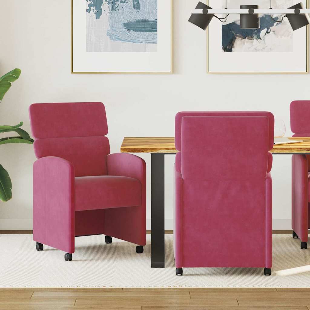 Eetkamerstoelen met Wieltjes 2 pcs Wijnrood 58 x 65 x 98 cm is nu te koop bij PeponiXL, paradijselijk wonen!