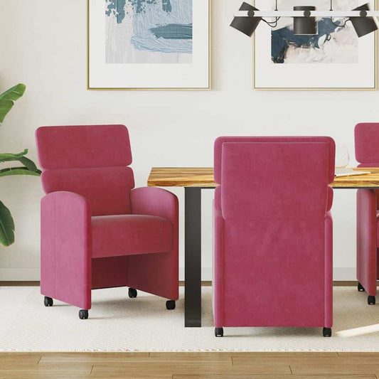 Eetkamerstoelen met Wieltjes 2 pcs Wijnrood 58 x 65 x 98 cm is nu te koop bij PeponiXL, paradijselijk wonen!