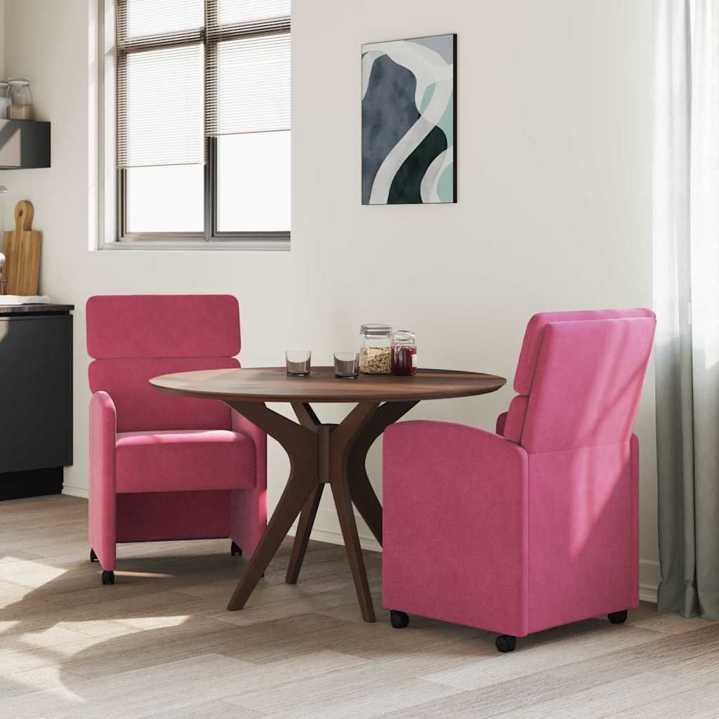 Eetkamerstoelen met Wieltjes 2 pcs Wijnrood 58 x 65 x 98 cm is nu te koop bij PeponiXL, paradijselijk wonen!