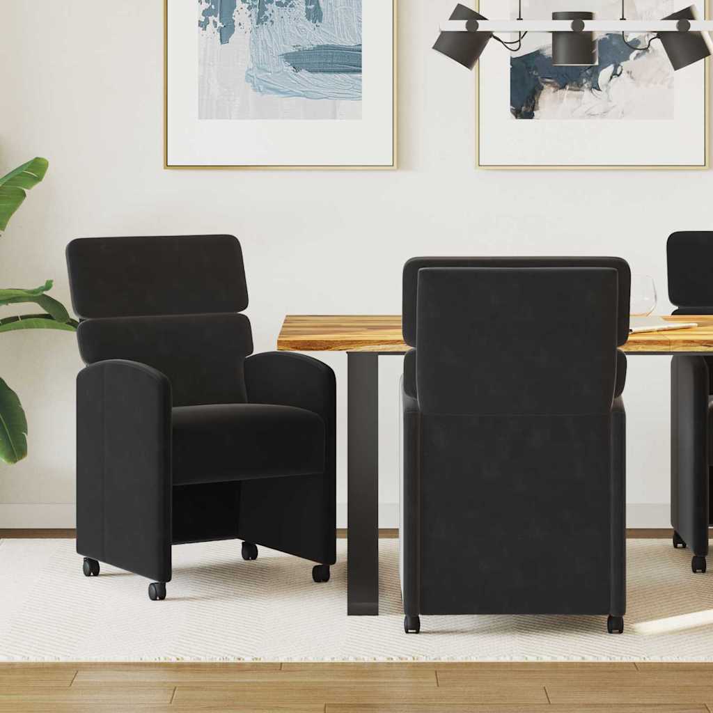 Eetkamerstoelen met Wieltjes 2 pcs Zwart 58 x 65 x 98 cm is nu te koop bij PeponiXL, paradijselijk wonen!