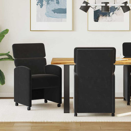 Eetkamerstoelen met Wieltjes 2 pcs Zwart 58 x 65 x 98 cm is nu te koop bij PeponiXL, paradijselijk wonen!
