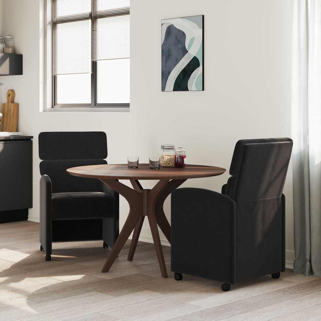 Eetkamerstoelen met Wieltjes 2 pcs Zwart 58 x 65 x 98 cm is nu te koop bij PeponiXL, paradijselijk wonen!