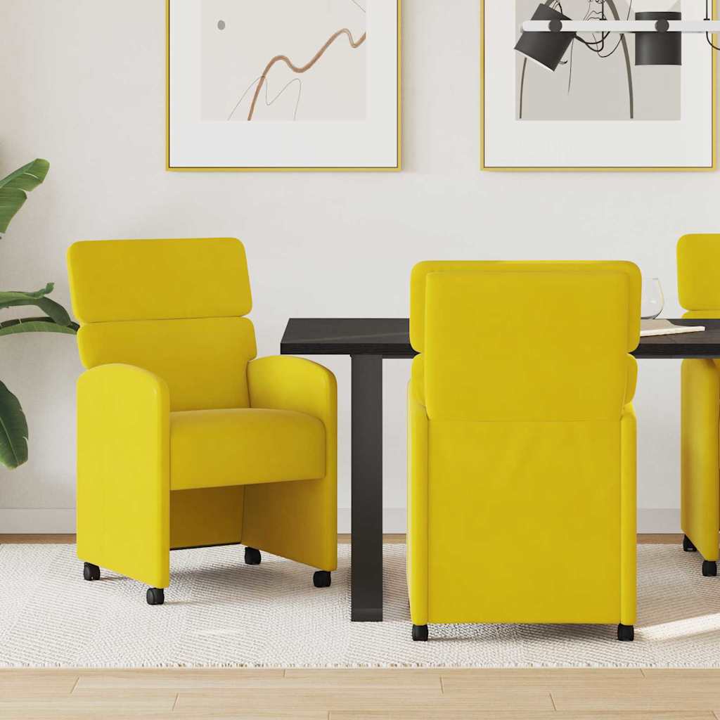 Eetkamerstoelen met Wieltjes 2 pcs Geel 58 x 65 x 98 cm Fluweel is nu te koop bij PeponiXL, paradijselijk wonen!