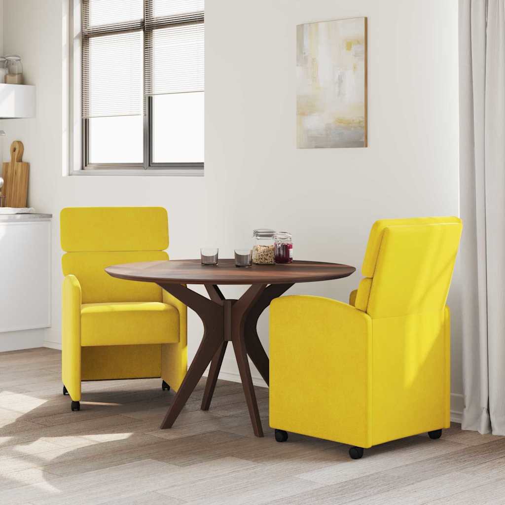 Eetkamerstoelen met Wieltjes 2 pcs Geel 58 x 65 x 98 cm Fluweel is nu te koop bij PeponiXL, paradijselijk wonen!