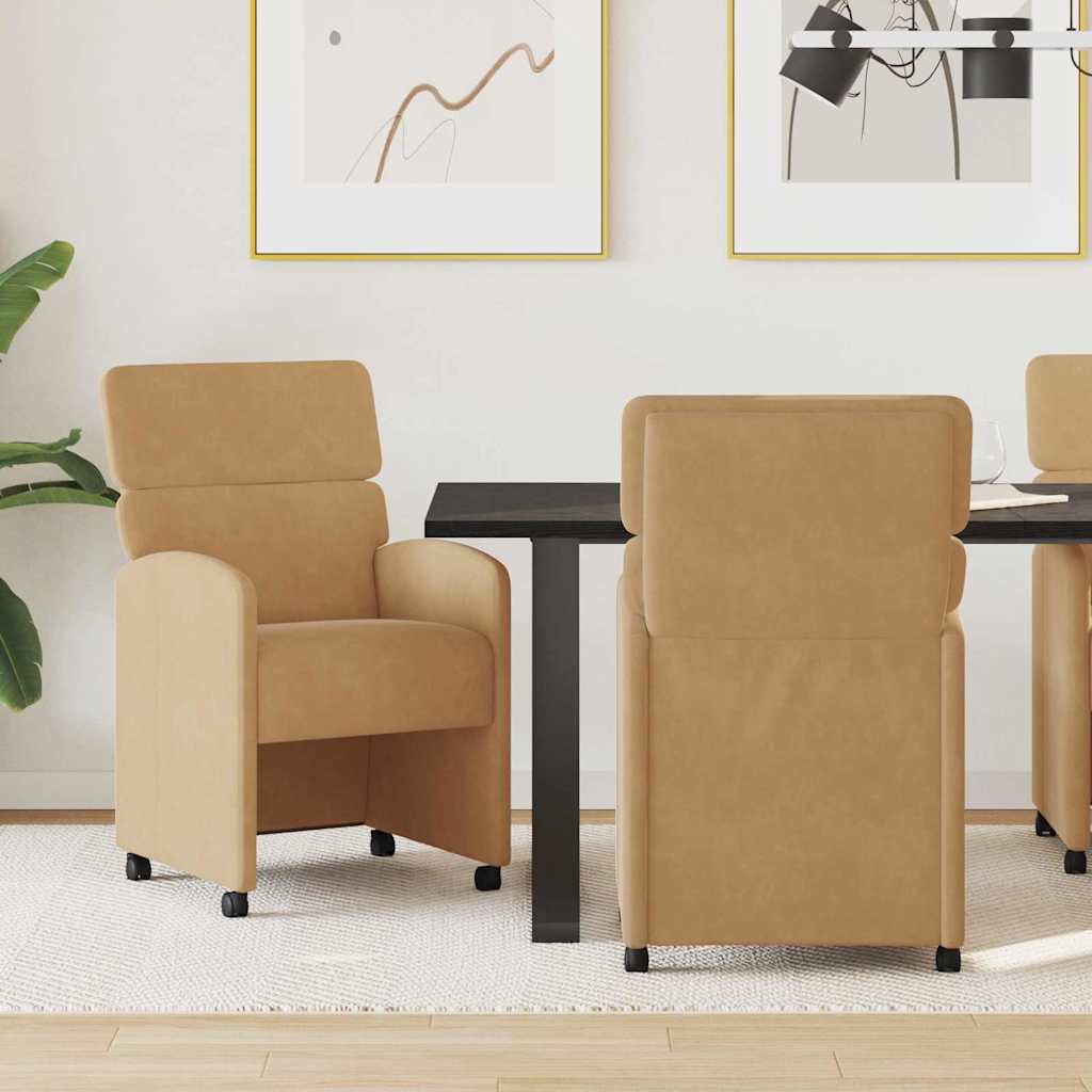 Eetkamerstoelen met Wieltjes 2 pcs Bruin 58 x 65 x 98 cm is nu te koop bij PeponiXL, paradijselijk wonen!