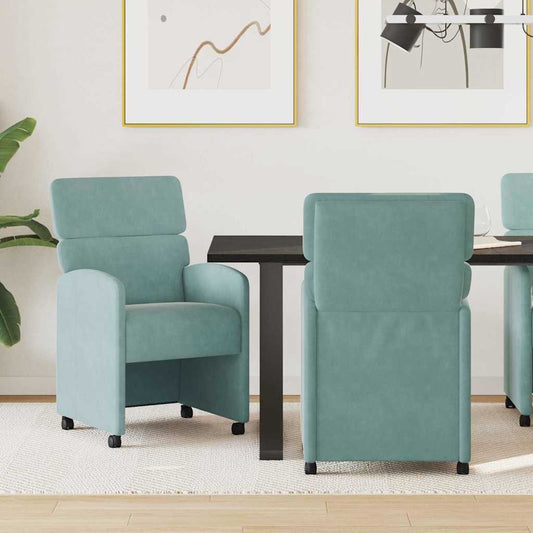 Eetkamerstoelen met Wieltjes 2 pcs Zeegroen 58 x 65 x 98 cm is nu te koop bij PeponiXL, paradijselijk wonen!