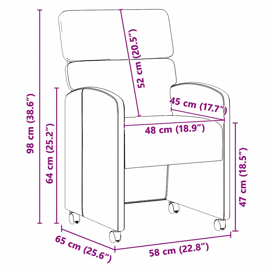 Eetkamerstoelen met Wieltjes 2 pcs Zeegroen 58 x 65 x 98 cm is nu te koop bij PeponiXL, paradijselijk wonen!
