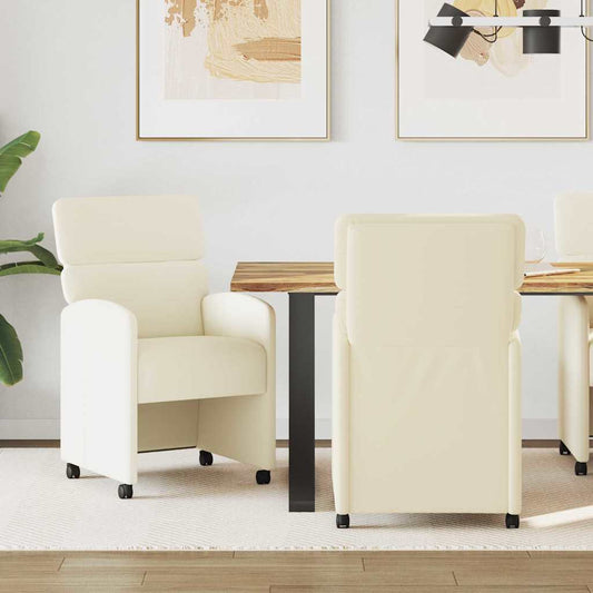 Eetkamerstoelen met Wieltjes 2 pcs Crème 58 x 65 x 98 cm is nu te koop bij PeponiXL, paradijselijk wonen!