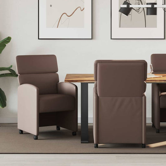 Eetkamerstoelen met Wieltjes 2 pcs Bruin 58 x 65 x 98 cm is nu te koop bij PeponiXL, paradijselijk wonen!