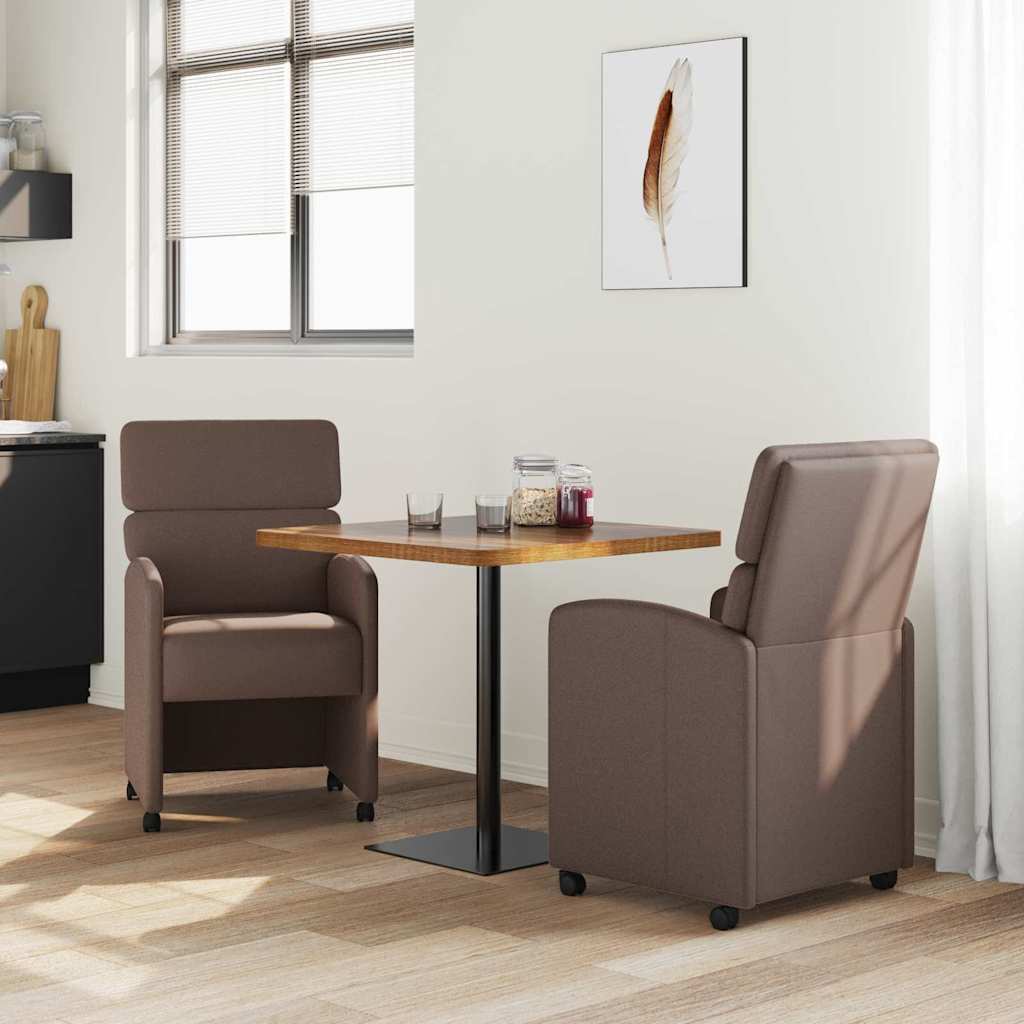 Eetkamerstoelen met Wieltjes 2 pcs Bruin 58 x 65 x 98 cm is nu te koop bij PeponiXL, paradijselijk wonen!