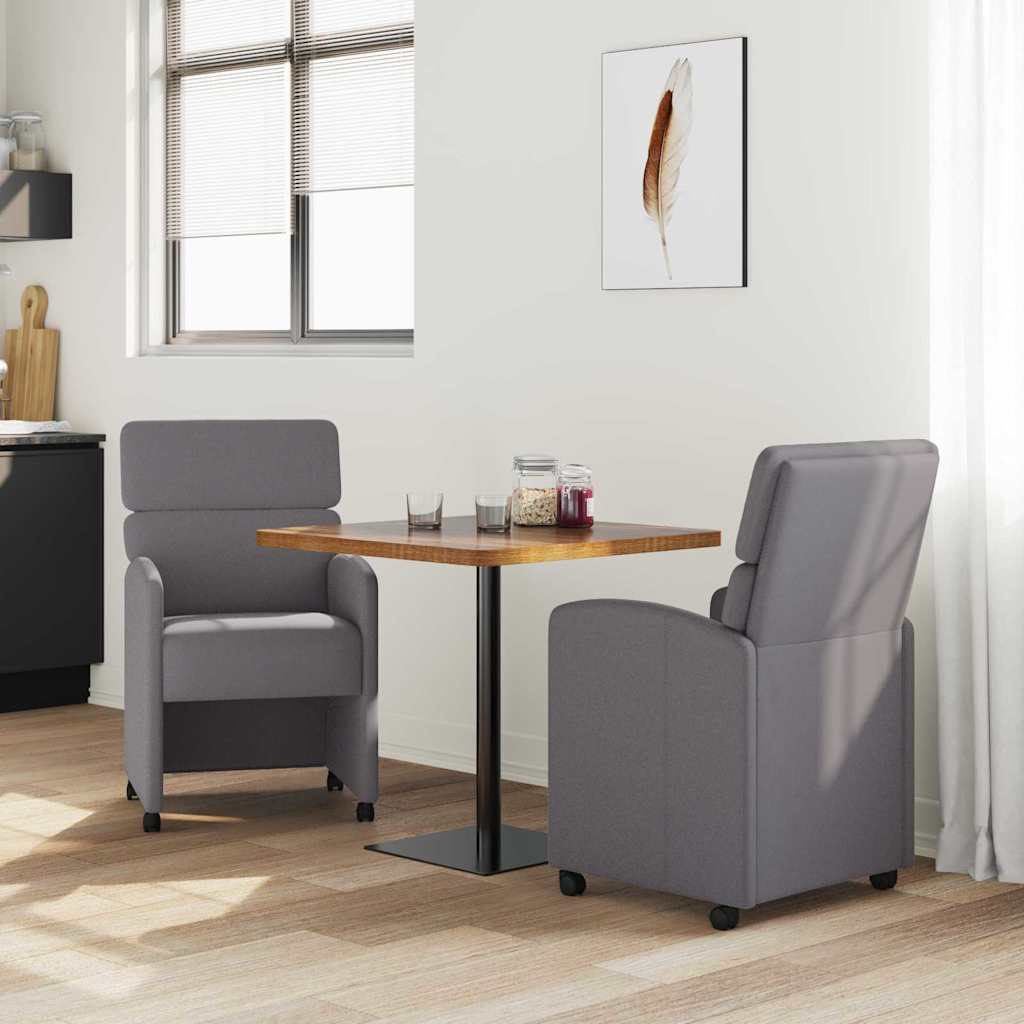 Eetkamerstoelen met Wieltjes 2 pcs Grijs 58 x 65 x 98 cm is nu te koop bij PeponiXL, paradijselijk wonen!