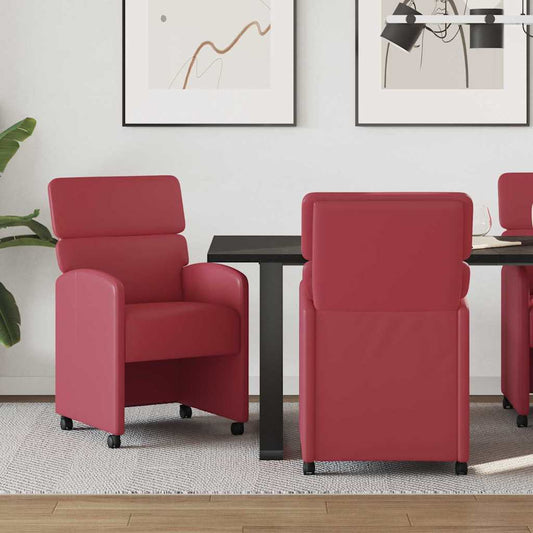 Eetkamerstoelen met Wieltjes 2 pcs Wijnrood 58 x 65 x 98 cm is nu te koop bij PeponiXL, paradijselijk wonen!