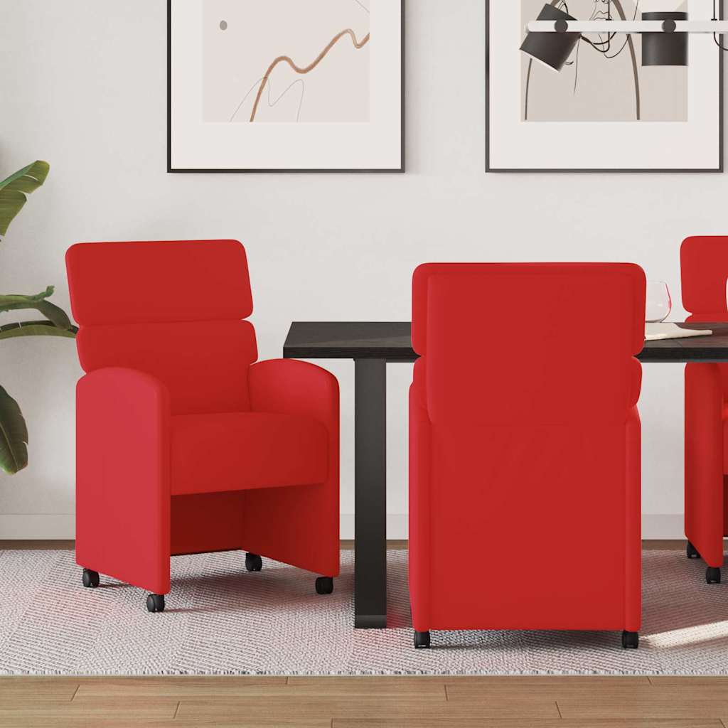 Eetkamerstoelen met Wieltjes 2 pcs Rood 58 x 65 x 98 cm is nu te koop bij PeponiXL, paradijselijk wonen!