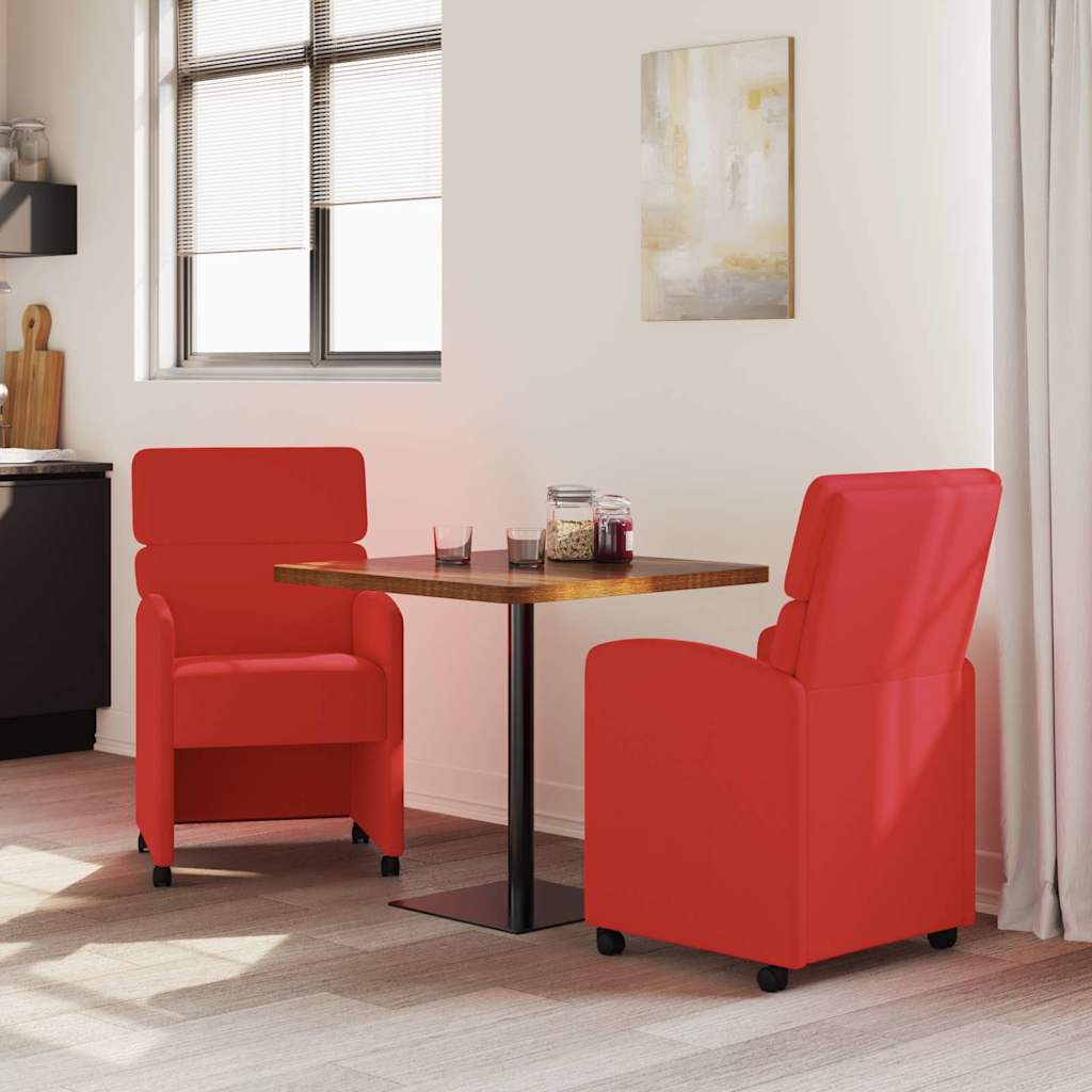 Eetkamerstoelen met Wieltjes 2 pcs Rood 58 x 65 x 98 cm is nu te koop bij PeponiXL, paradijselijk wonen!