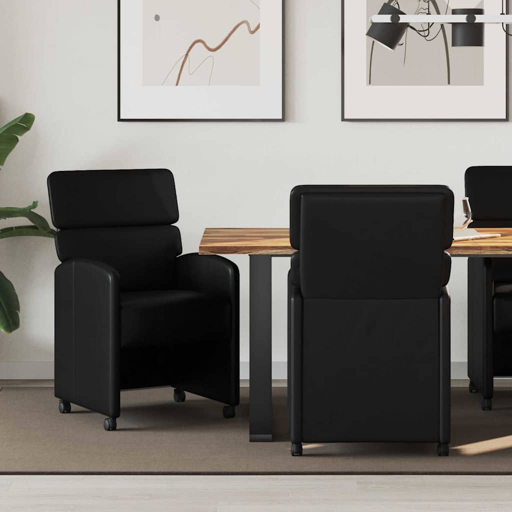 Eetkamerstoelen met Wieltjes 2 pcs Zwart 58 x 65 x 98 cm is nu te koop bij PeponiXL, paradijselijk wonen!