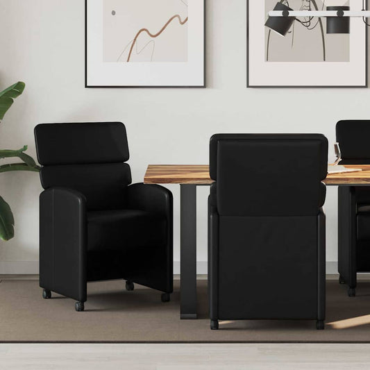 Eetkamerstoelen met Wieltjes 2 pcs Zwart 58 x 65 x 98 cm is nu te koop bij PeponiXL, paradijselijk wonen!