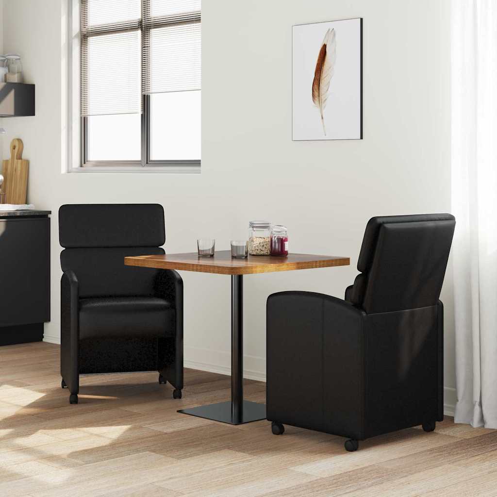 Eetkamerstoelen met Wieltjes 2 pcs Zwart 58 x 65 x 98 cm is nu te koop bij PeponiXL, paradijselijk wonen!
