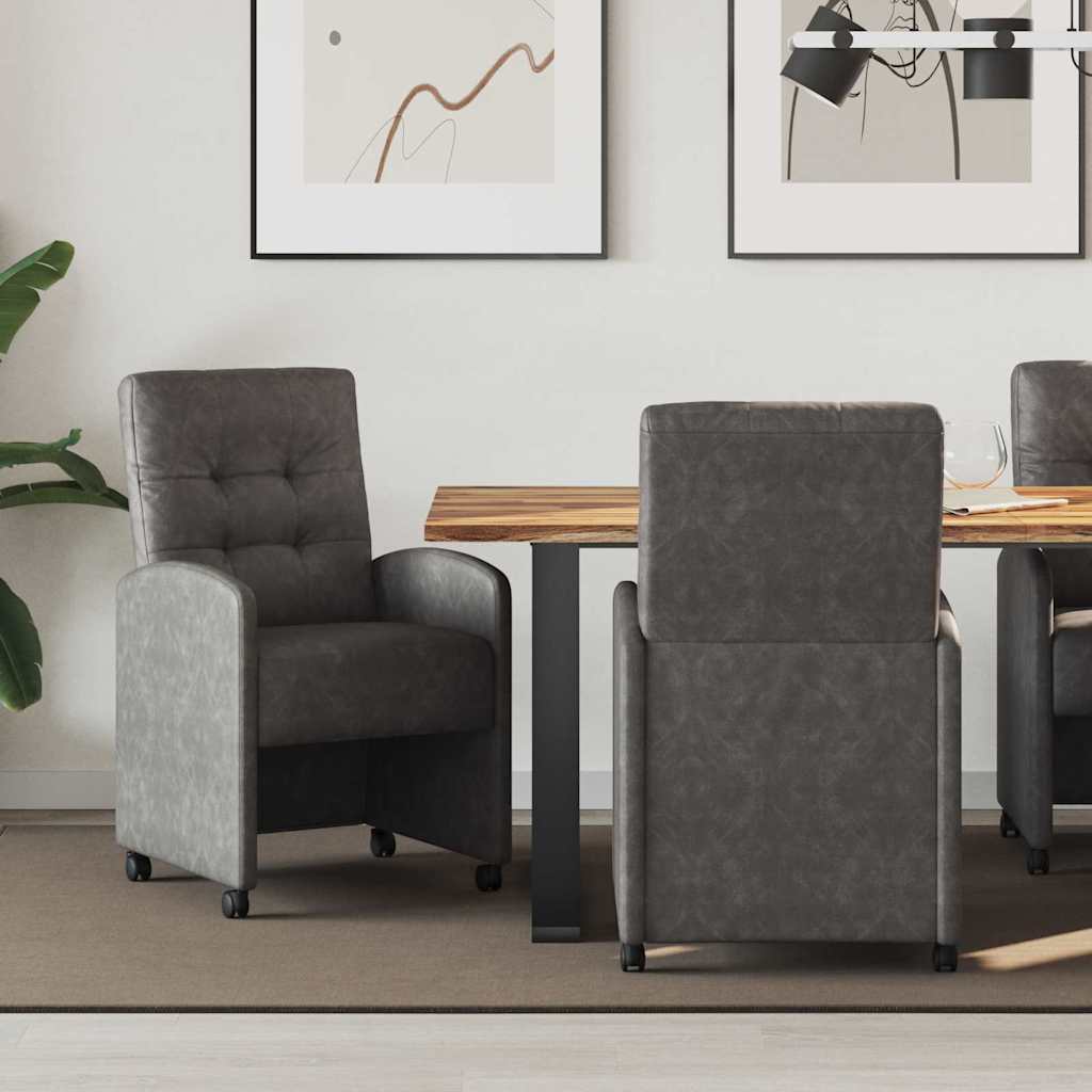 Eetkamerstoelen met Wieltjes 2 pcs Zwart 58 x 67 x 97 cm is nu te koop bij PeponiXL, paradijselijk wonen!