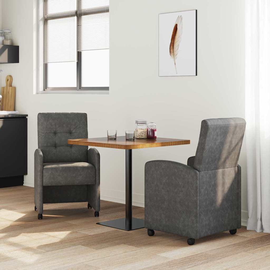 Eetkamerstoelen met Wieltjes 2 pcs Zwart 58 x 67 x 97 cm is nu te koop bij PeponiXL, paradijselijk wonen!