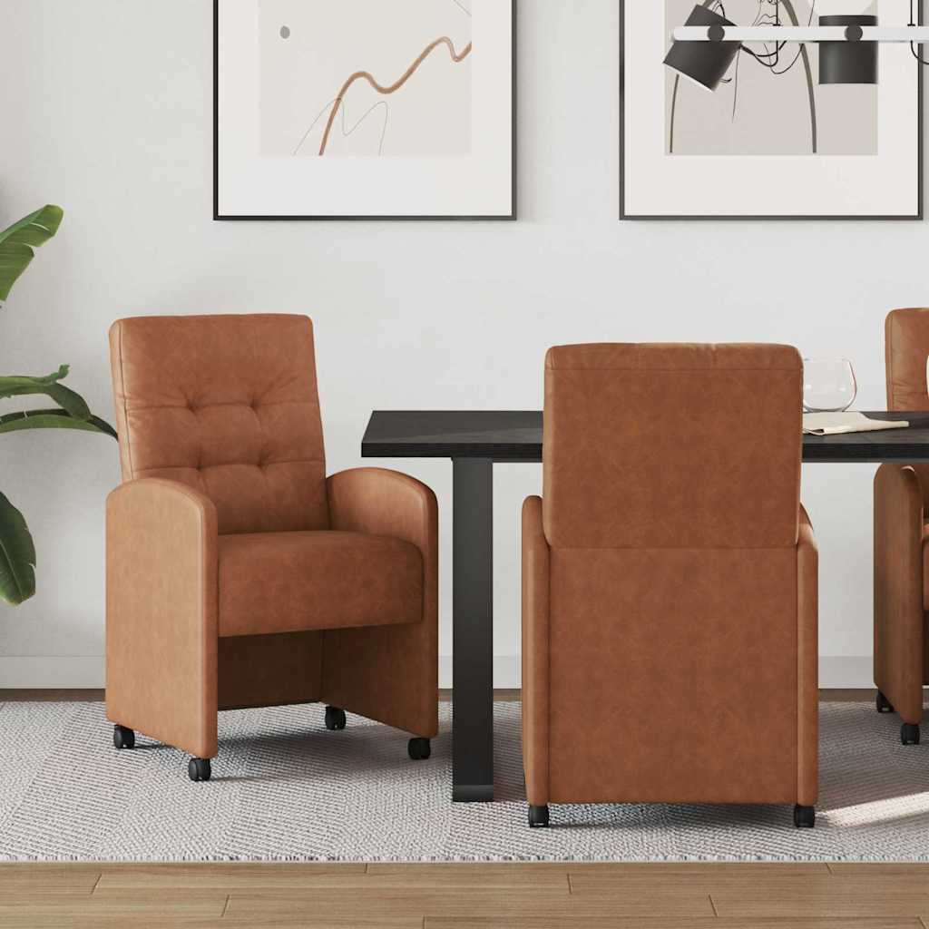Eetkamerstoelen met Wieltjes 2 pcs Bruin 58 x 67 x 97 cm is nu te koop bij PeponiXL, paradijselijk wonen!