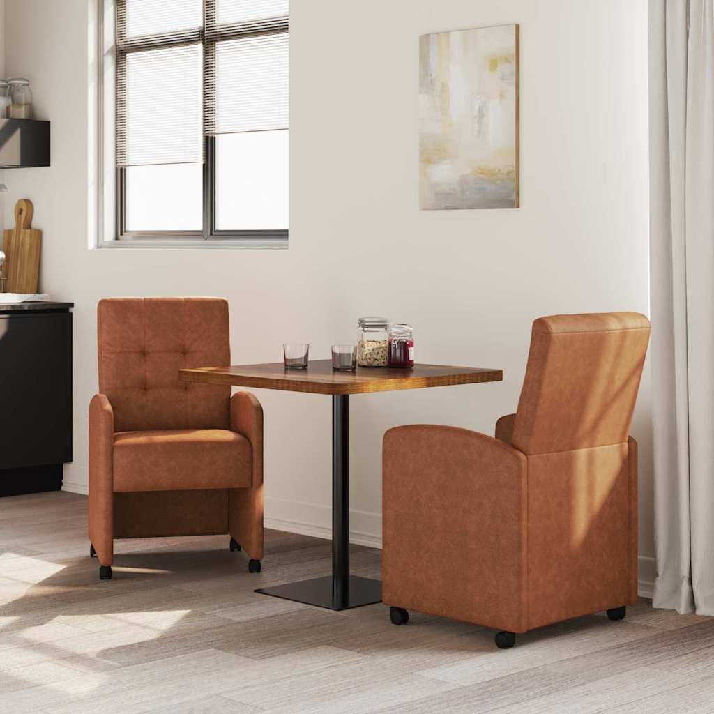 Eetkamerstoelen met Wieltjes 2 pcs Bruin 58 x 67 x 97 cm is nu te koop bij PeponiXL, paradijselijk wonen!