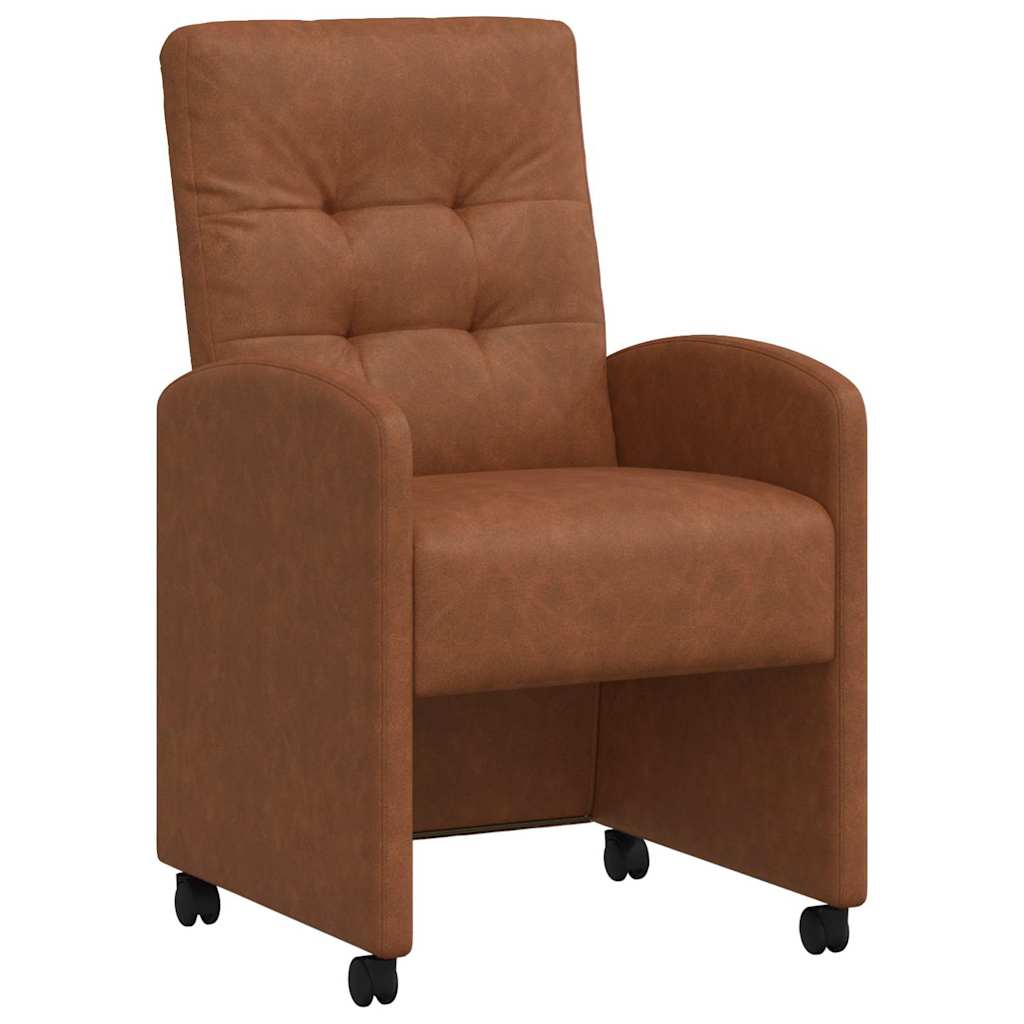 Eetkamerstoelen met Wieltjes 2 pcs Bruin 58 x 67 x 97 cm is nu te koop bij PeponiXL, paradijselijk wonen!