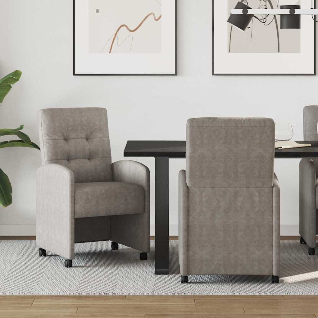 Eetkamerstoelen met Wieltjes 2 pcs Grijs 58 x 67 x 97 cm is nu te koop bij PeponiXL, paradijselijk wonen!