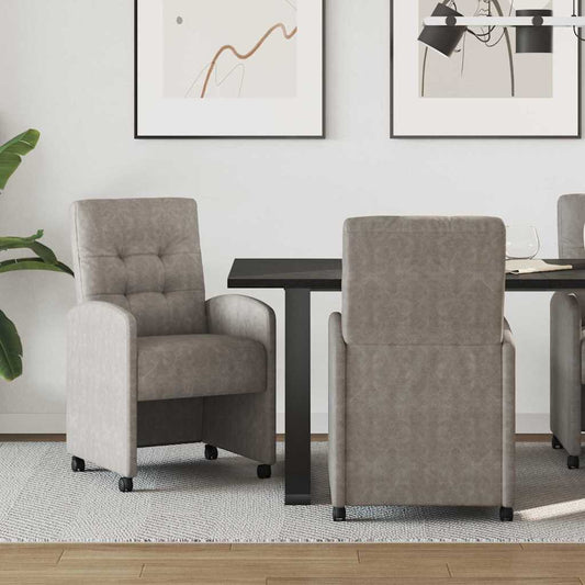 Eetkamerstoelen met Wieltjes 2 pcs Grijs 58 x 67 x 97 cm is nu te koop bij PeponiXL, paradijselijk wonen!