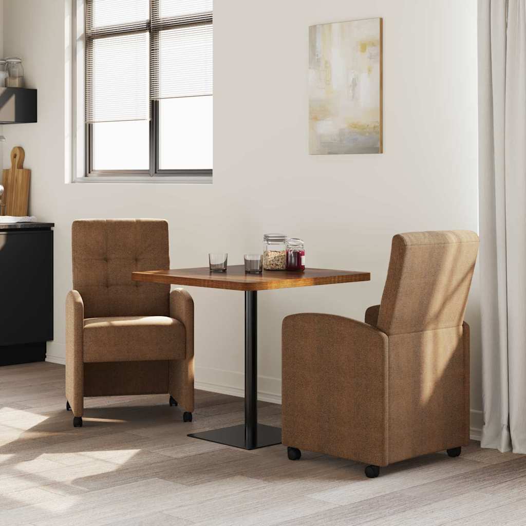 Eetkamerstoelen met Wieltjes 2 pcs Bruin 58 x 67 x 97 cm is nu te koop bij PeponiXL, paradijselijk wonen!