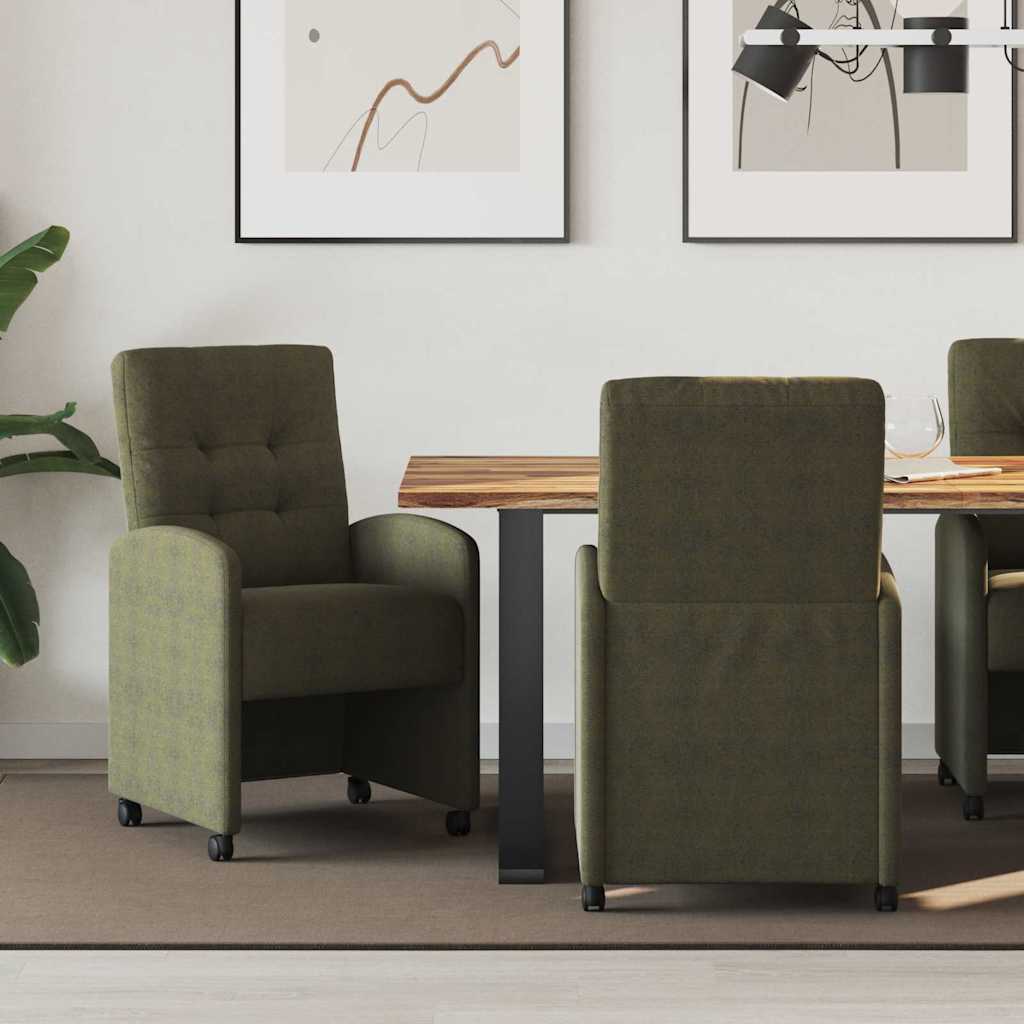 Eetkamerstoelen met Wieltjes 2 pcs Leger groen 58 x 67 x 97 cm is nu te koop bij PeponiXL, paradijselijk wonen!