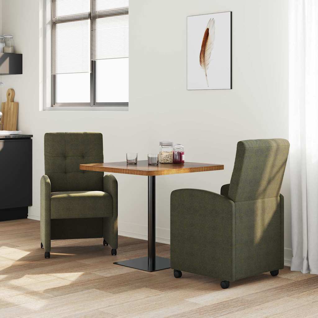 Eetkamerstoelen met Wieltjes 2 pcs Leger groen 58 x 67 x 97 cm is nu te koop bij PeponiXL, paradijselijk wonen!