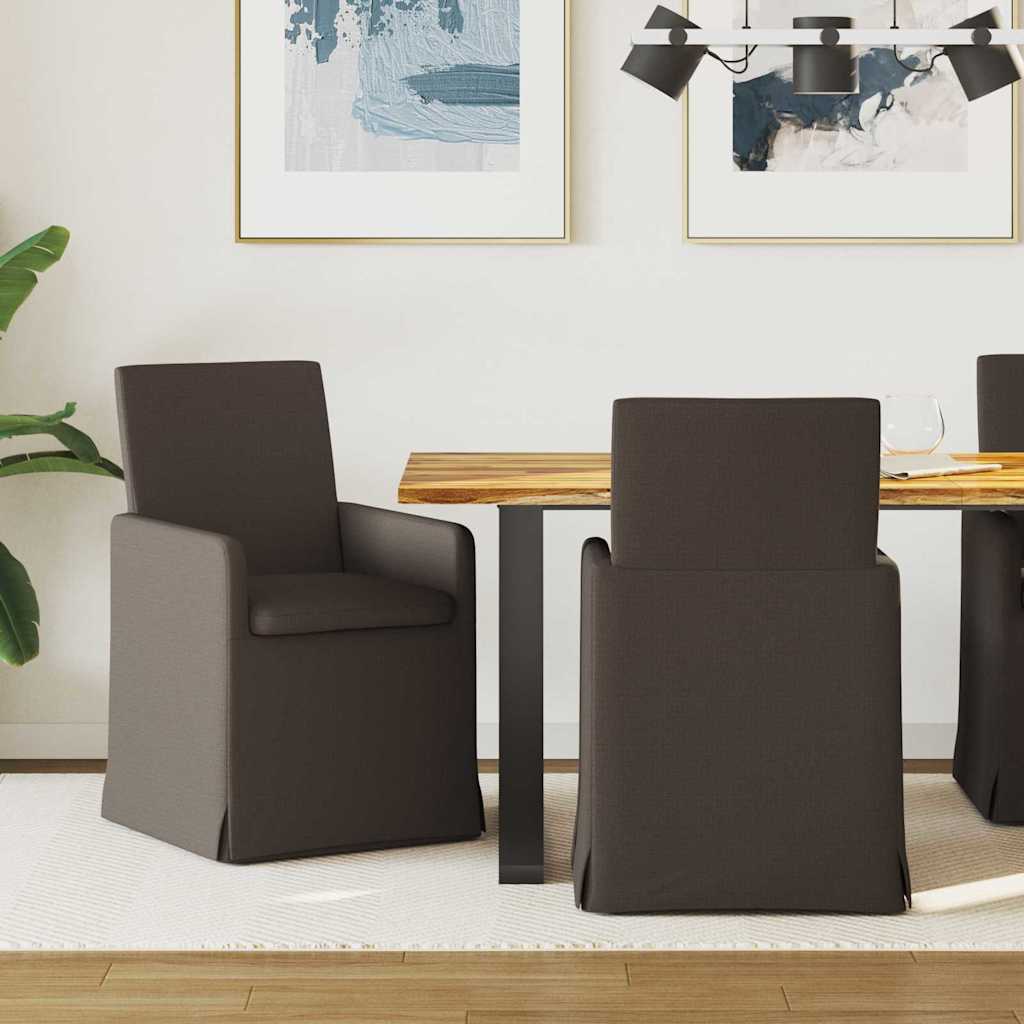 Eettafelstoelen 2 pcs Donkergrijs 57 x 67 x 95 cm Linnen is nu te koop bij PeponiXL, paradijselijk wonen!