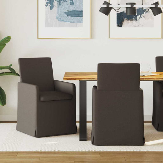 Eettafelstoelen 2 pcs Donkergrijs 57 x 67 x 95 cm Linnen is nu te koop bij PeponiXL, paradijselijk wonen!