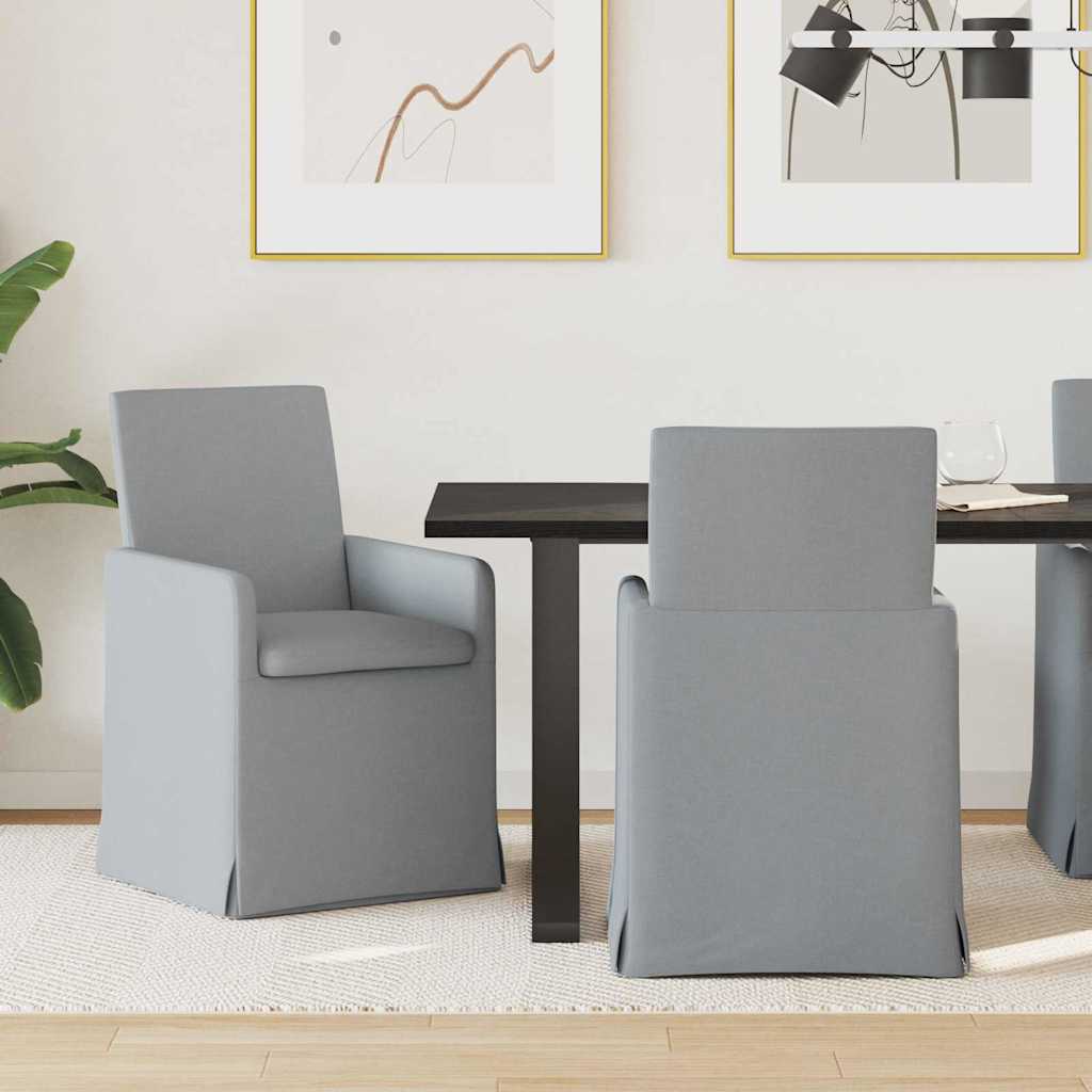 Eettafelstoelen 2 pcs Lichtgrijs 57 x 67 x 95 cm Stof is nu te koop bij PeponiXL, paradijselijk wonen!