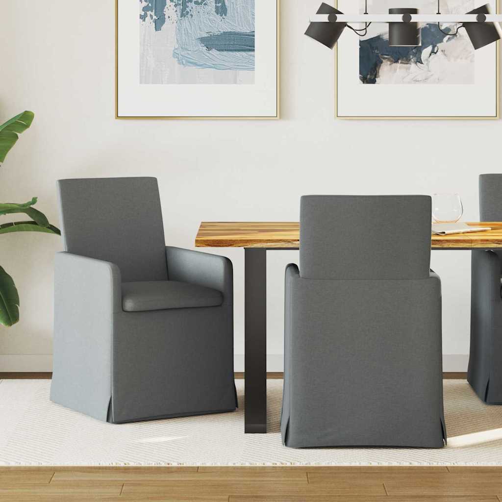 Eettafelstoelen 2 pcs Donkergrijs 57 x 67 x 95 cm Stof is nu te koop bij PeponiXL, paradijselijk wonen!