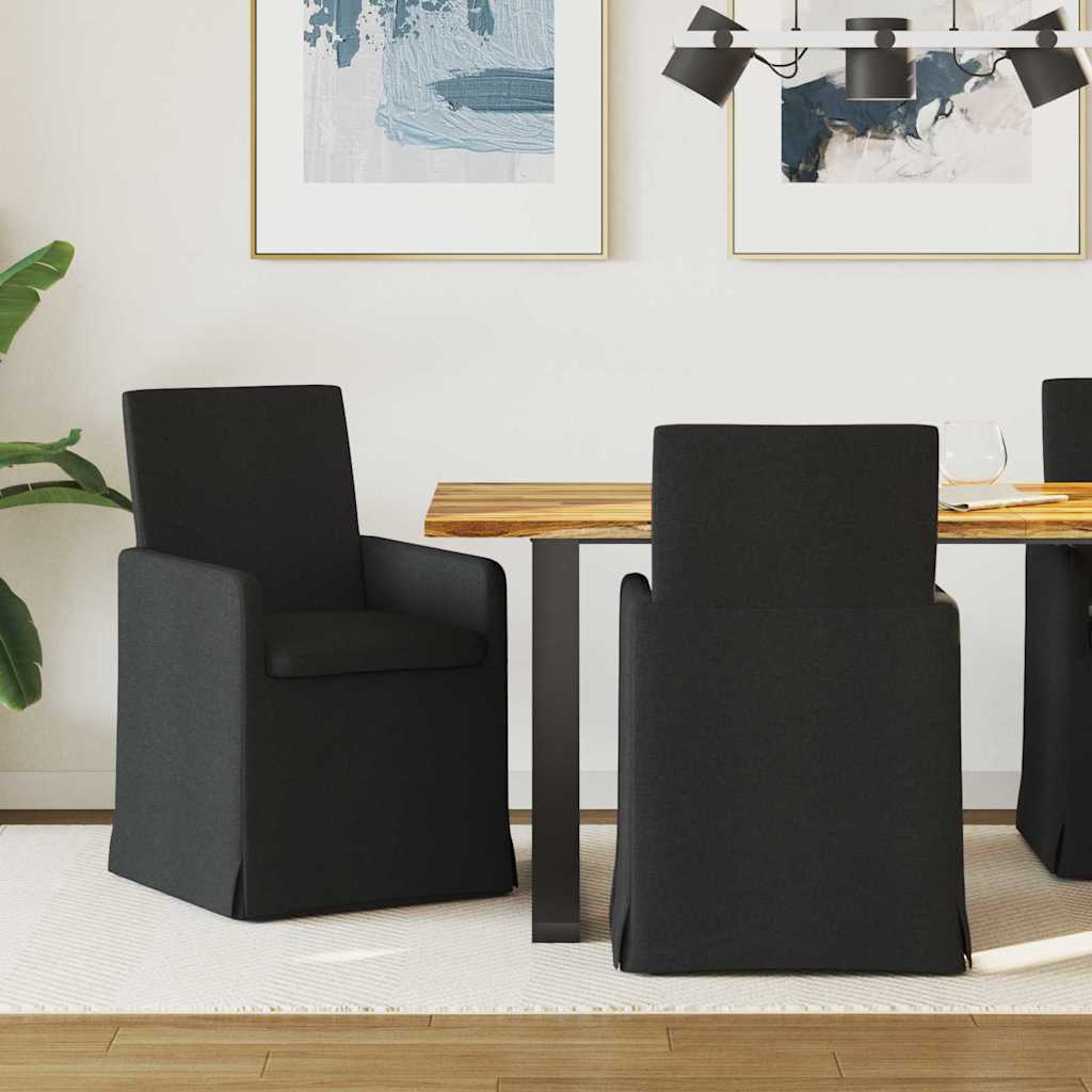 Eettafelstoelen 2 pcs Zwart 57 x 67 x 95 cm Stof is nu te koop bij PeponiXL, paradijselijk wonen!