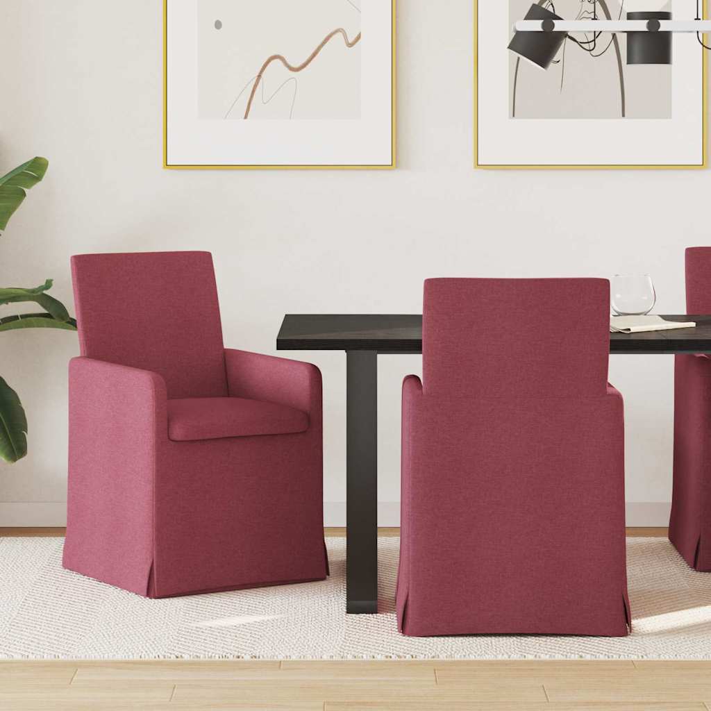 Eettafelstoelen 2 pcs Wijnrood 57 x 67 x 95 cm Stof is nu te koop bij PeponiXL, paradijselijk wonen!