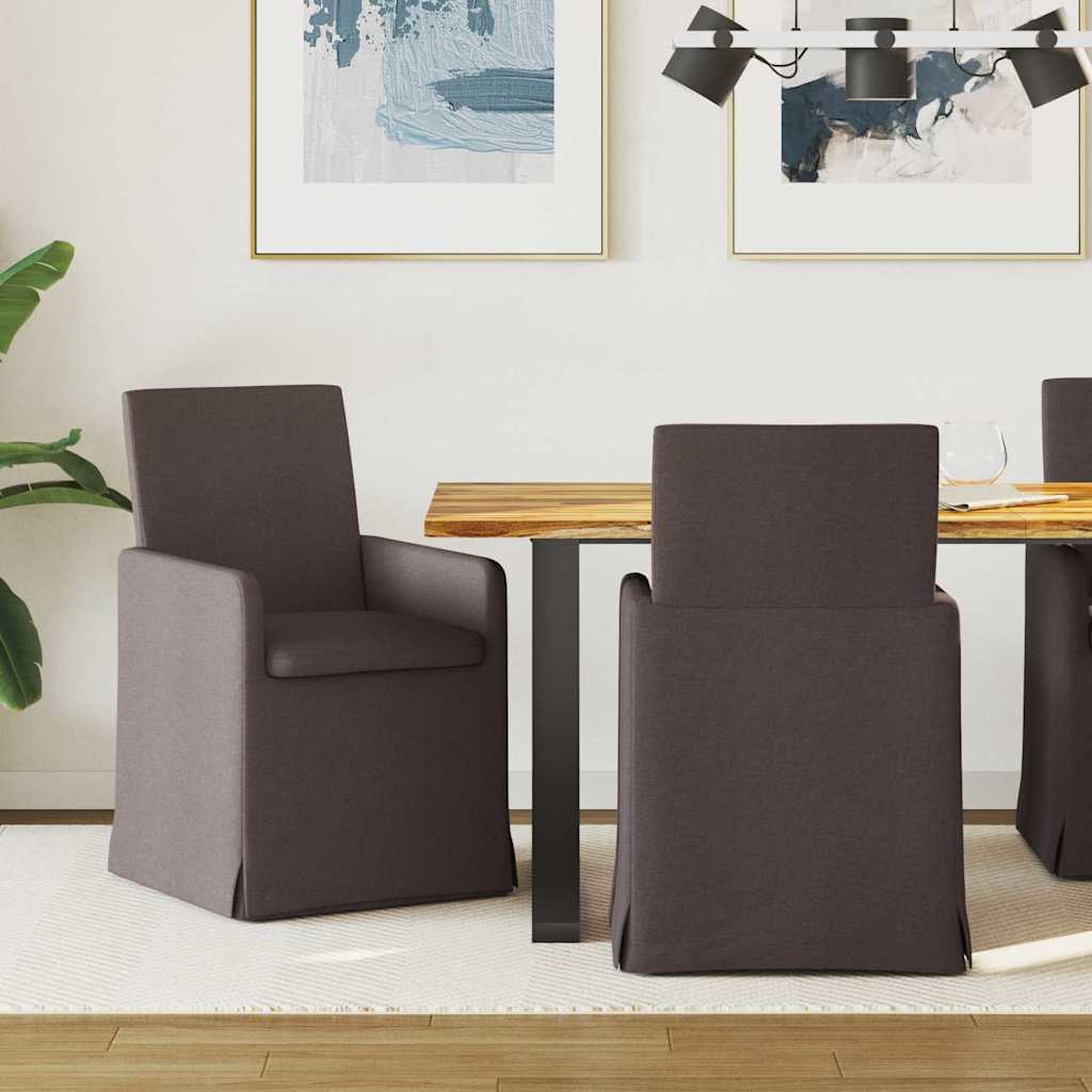 Eettafelstoelen 2 pcs Donkerbruin 57 x 67 x 95 cm Stof is nu te koop bij PeponiXL, paradijselijk wonen!
