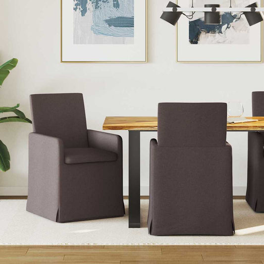 Eettafelstoelen 2 pcs Donkerbruin 57 x 67 x 95 cm Stof is nu te koop bij PeponiXL, paradijselijk wonen!