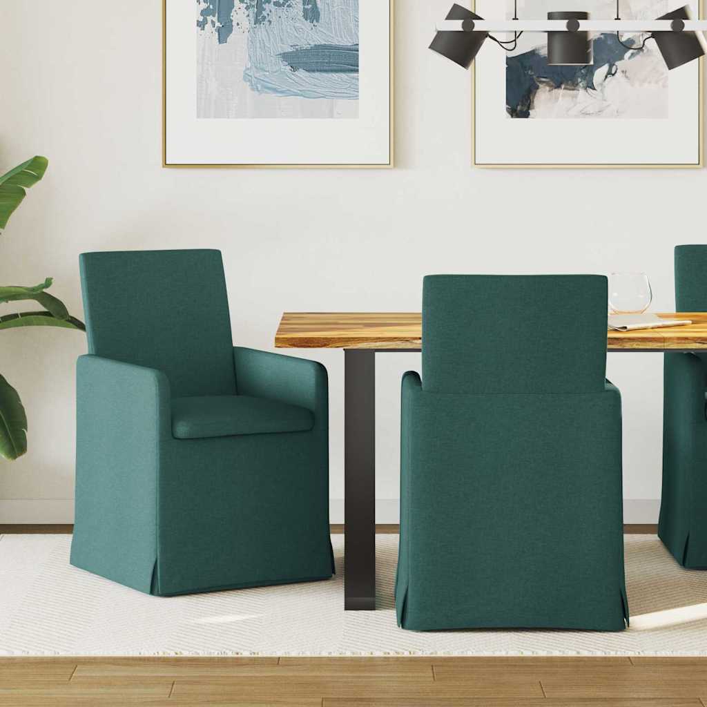 Eettafelstoelen 2 pcs Donkergroen 57 x 67 x 95 cm Stof is nu te koop bij PeponiXL, paradijselijk wonen!