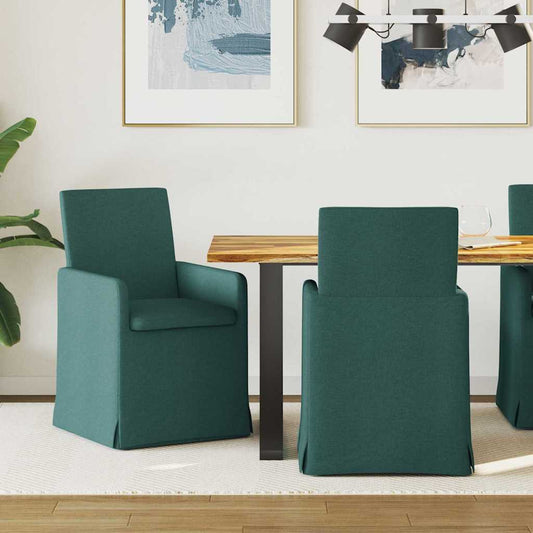 Eettafelstoelen 2 pcs Donkergroen 57 x 67 x 95 cm Stof is nu te koop bij PeponiXL, paradijselijk wonen!