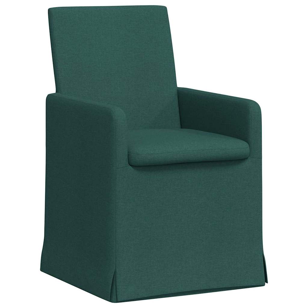 Eettafelstoelen 2 pcs Donkergroen 57 x 67 x 95 cm Stof is nu te koop bij PeponiXL, paradijselijk wonen!