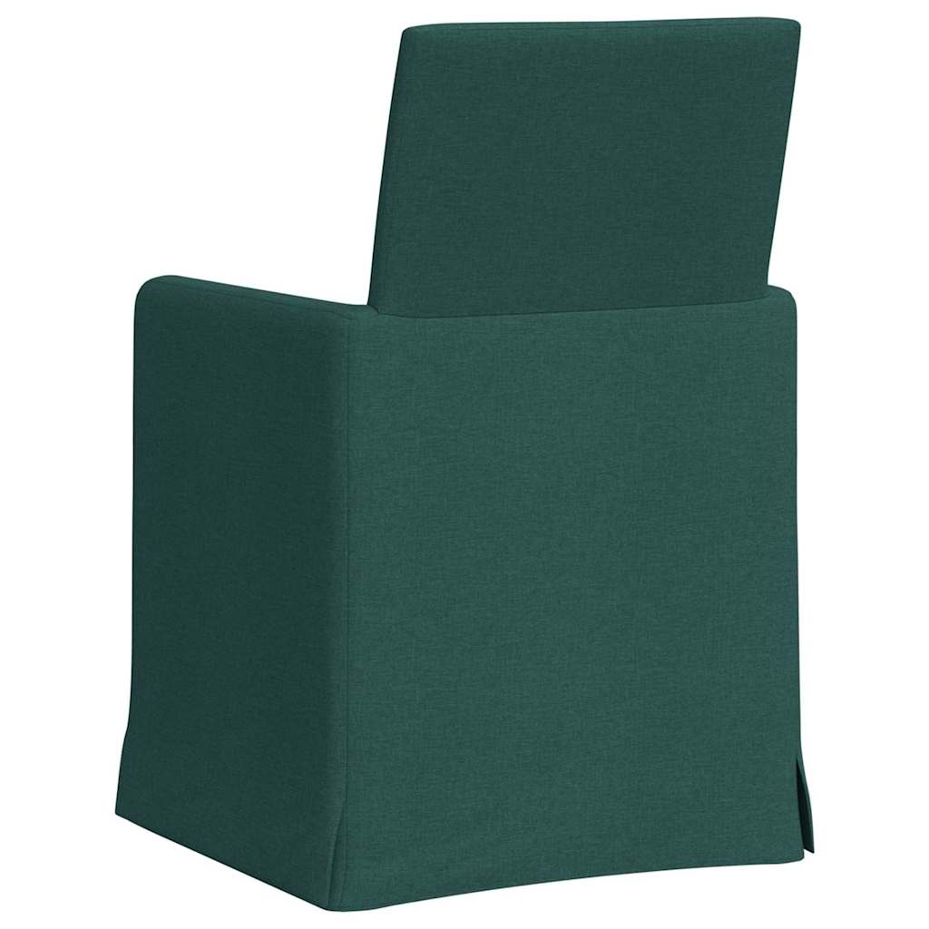 Eettafelstoelen 2 pcs Donkergroen 57 x 67 x 95 cm Stof is nu te koop bij PeponiXL, paradijselijk wonen!