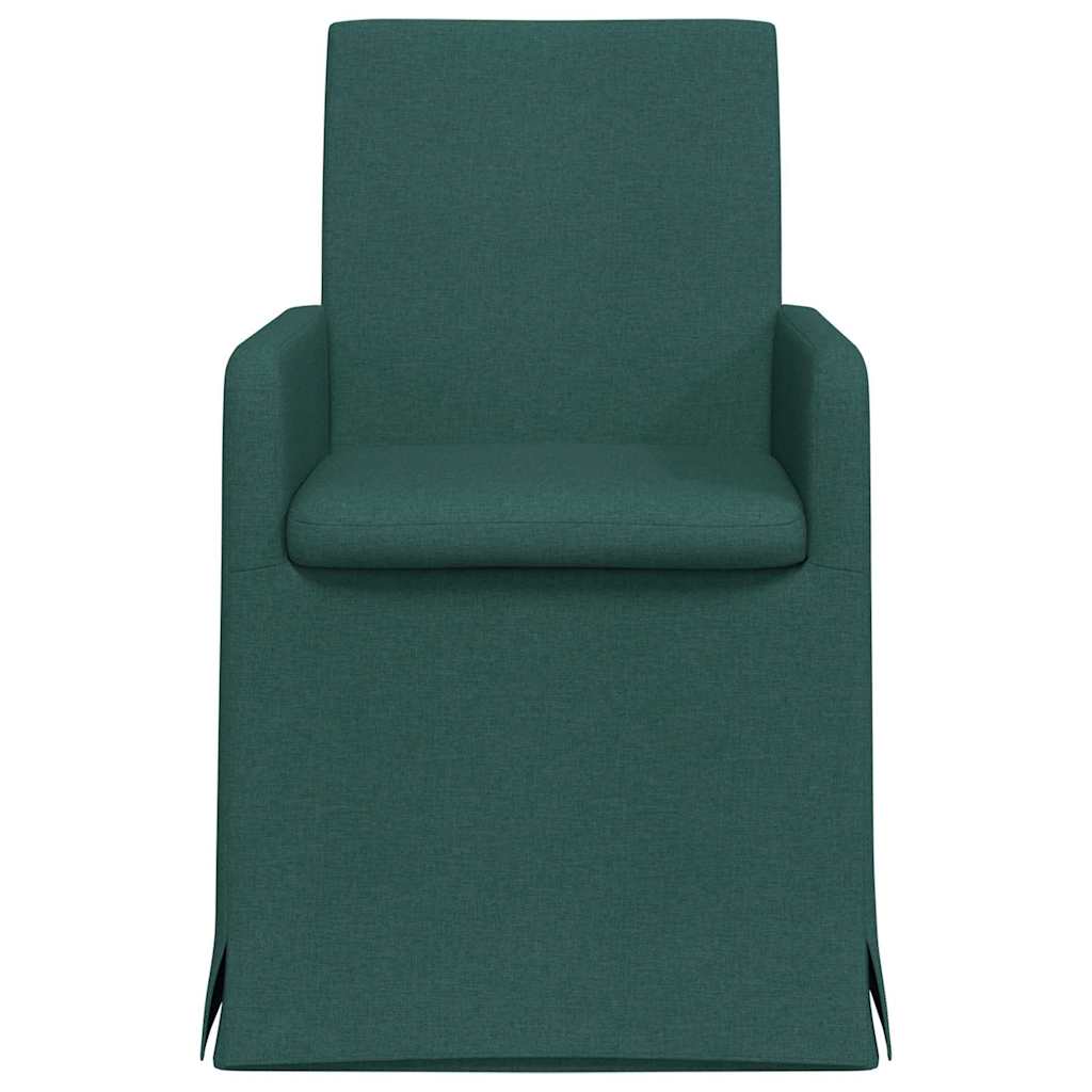 Eettafelstoelen 2 pcs Donkergroen 57 x 67 x 95 cm Stof is nu te koop bij PeponiXL, paradijselijk wonen!