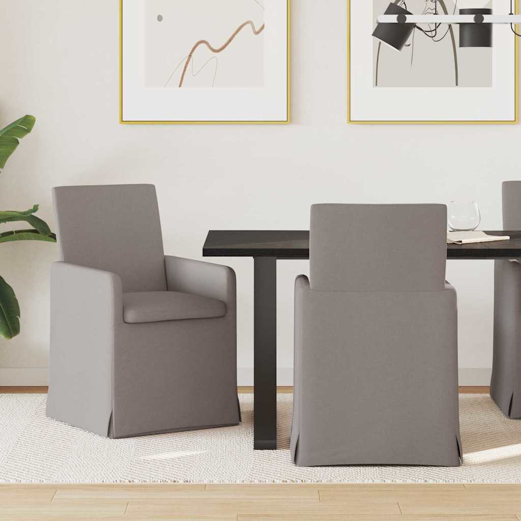 Eettafelstoelen 2 pcs Taupe 57 x 67 x 95 cm Stof is nu te koop bij PeponiXL, paradijselijk wonen!