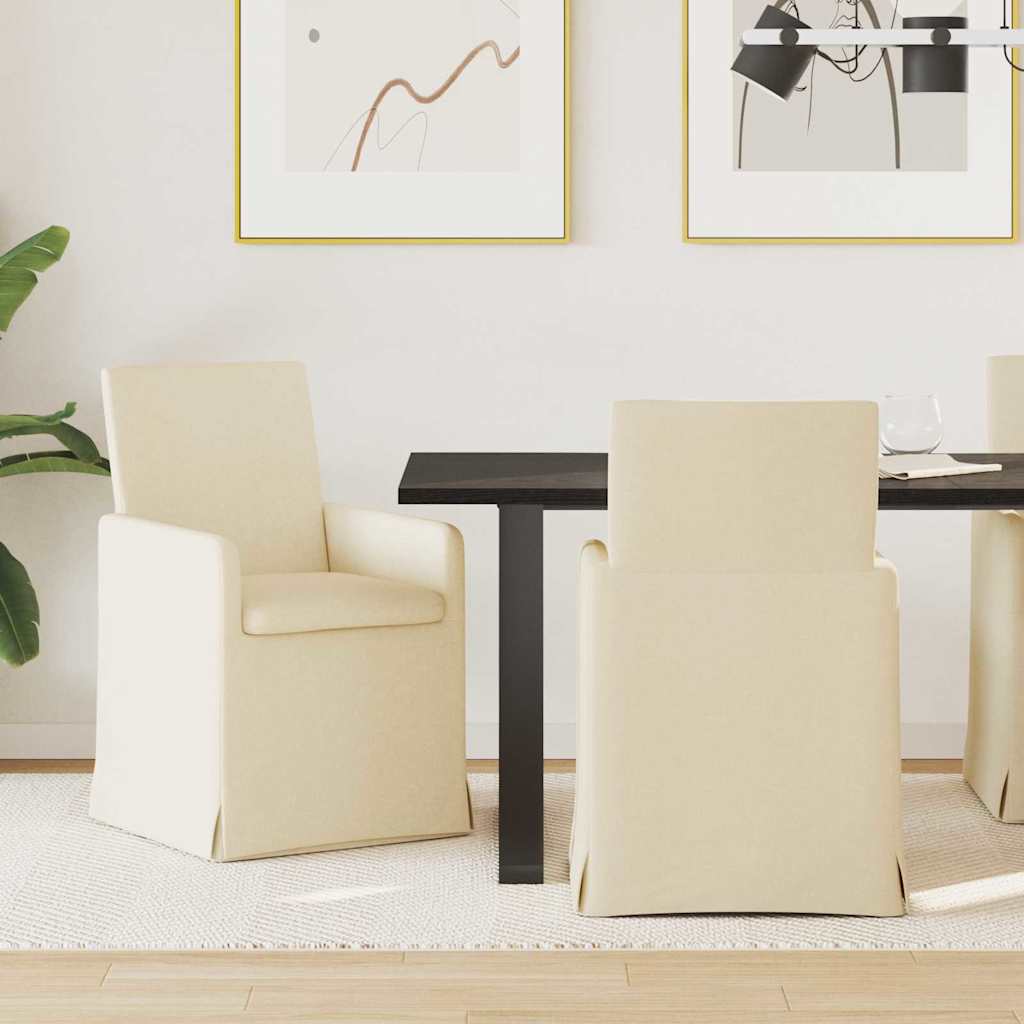 Eettafelstoelen 2 pcs Crème 57 x 67 x 95 cm Stof is nu te koop bij PeponiXL, paradijselijk wonen!