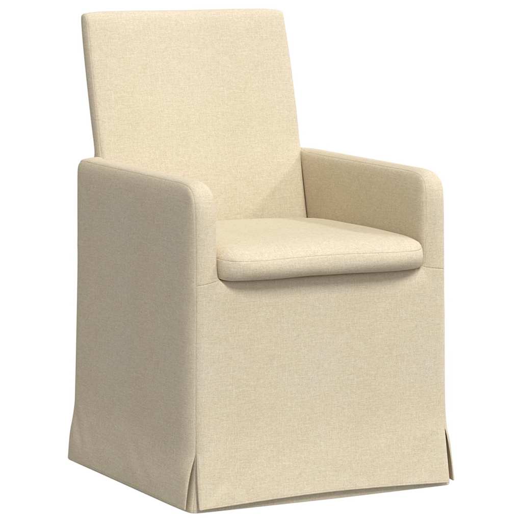 Eettafelstoelen 2 pcs Crème 57 x 67 x 95 cm Stof is nu te koop bij PeponiXL, paradijselijk wonen!